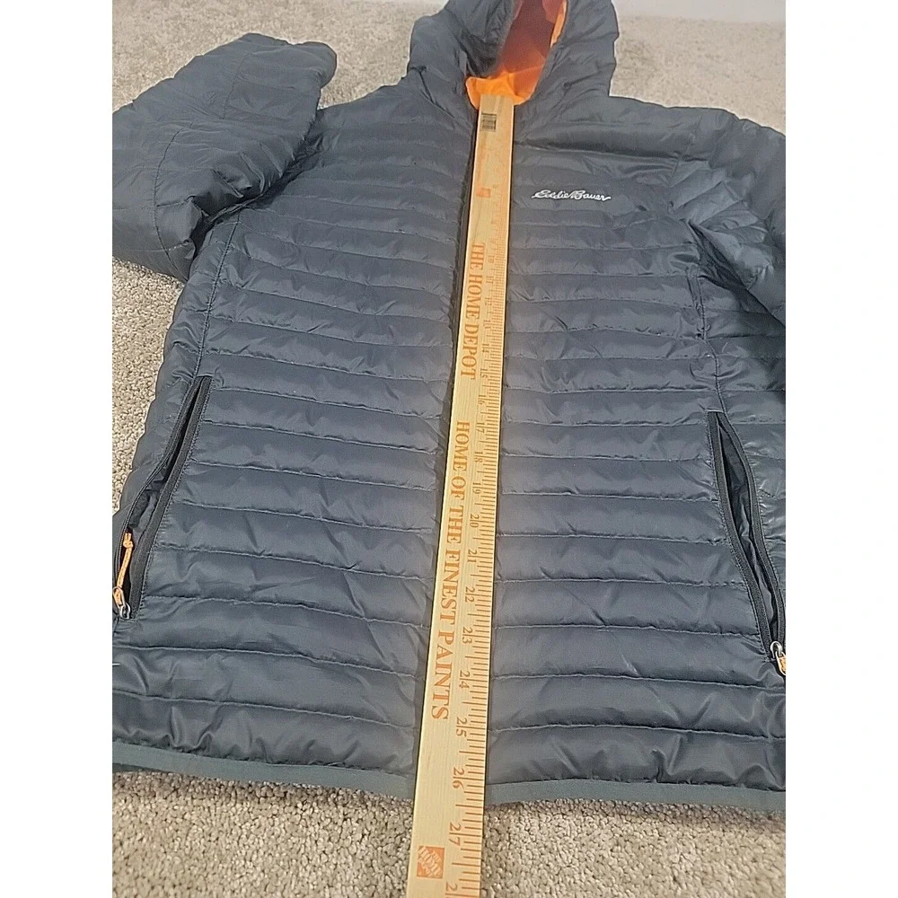 Eddie Bauer EB700 Puffer Down Jacket Mens Small Black Hooded Full Zip Outdoor - Picture 2 of 9